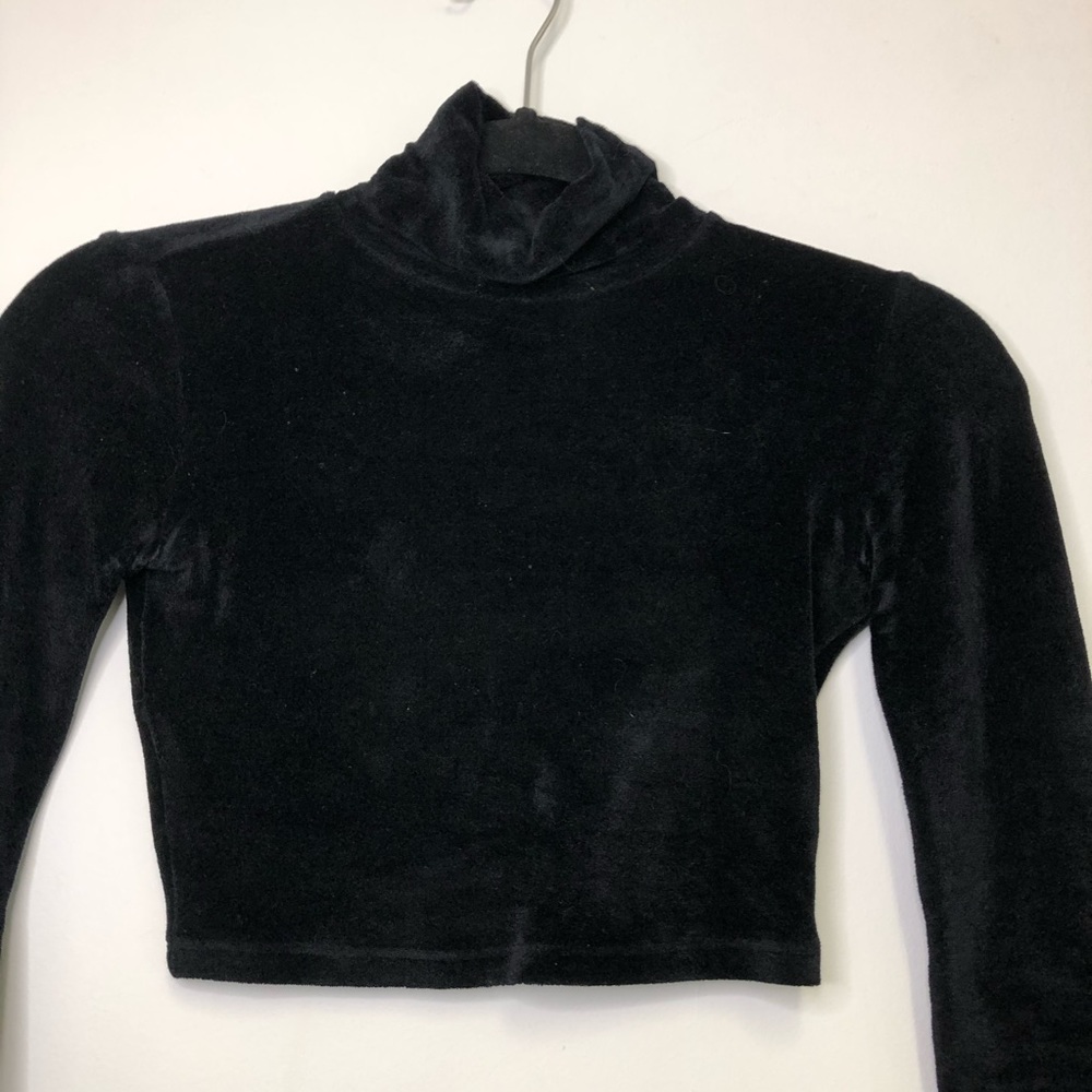 Babaton Kate’s Velvet Mock-Neck Cropped Longsleeve
